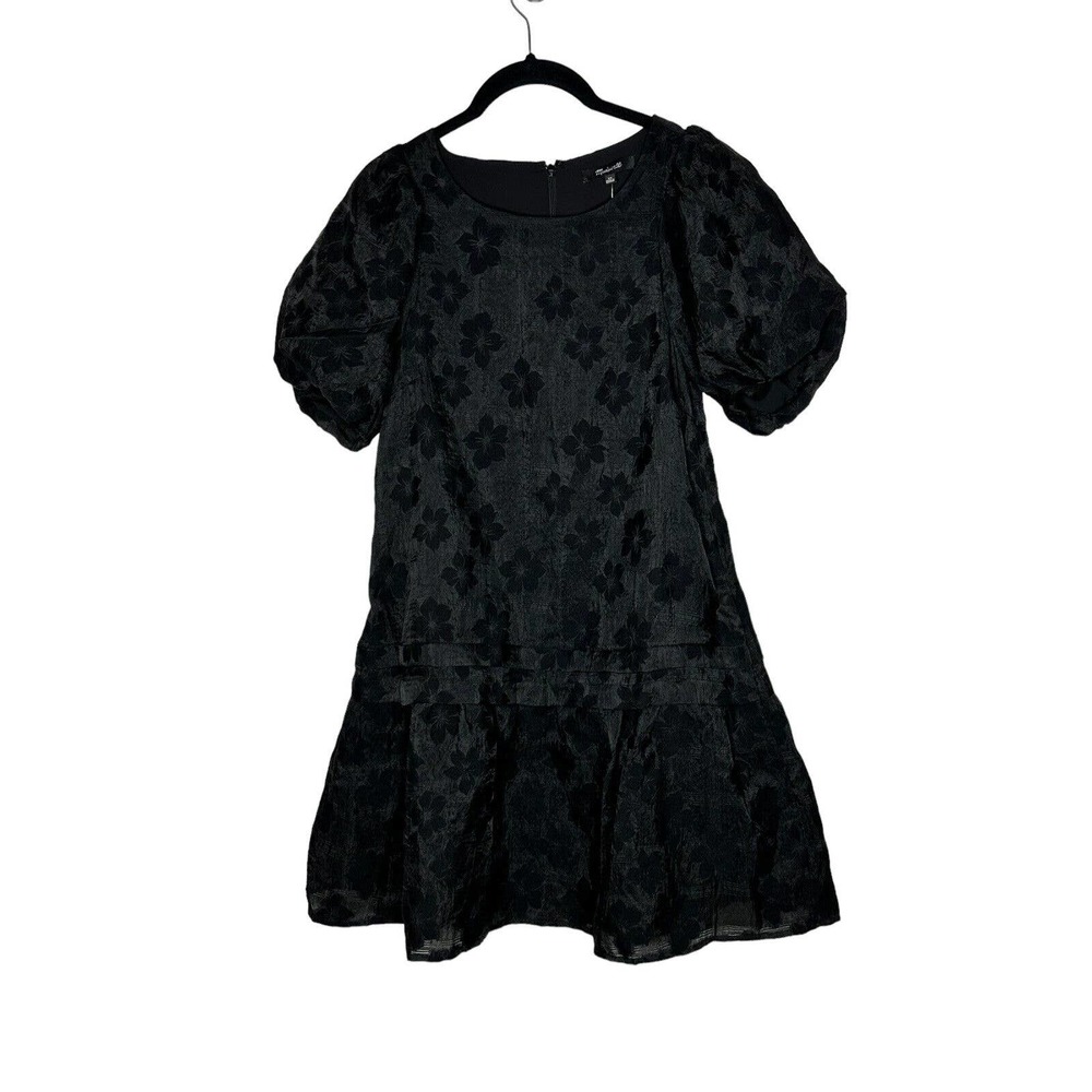 NWT Madewell Womens Puff Sleeve Pleated Mini‎ Dress XS Floral Jacquard Pockets - Picture 5 of 12